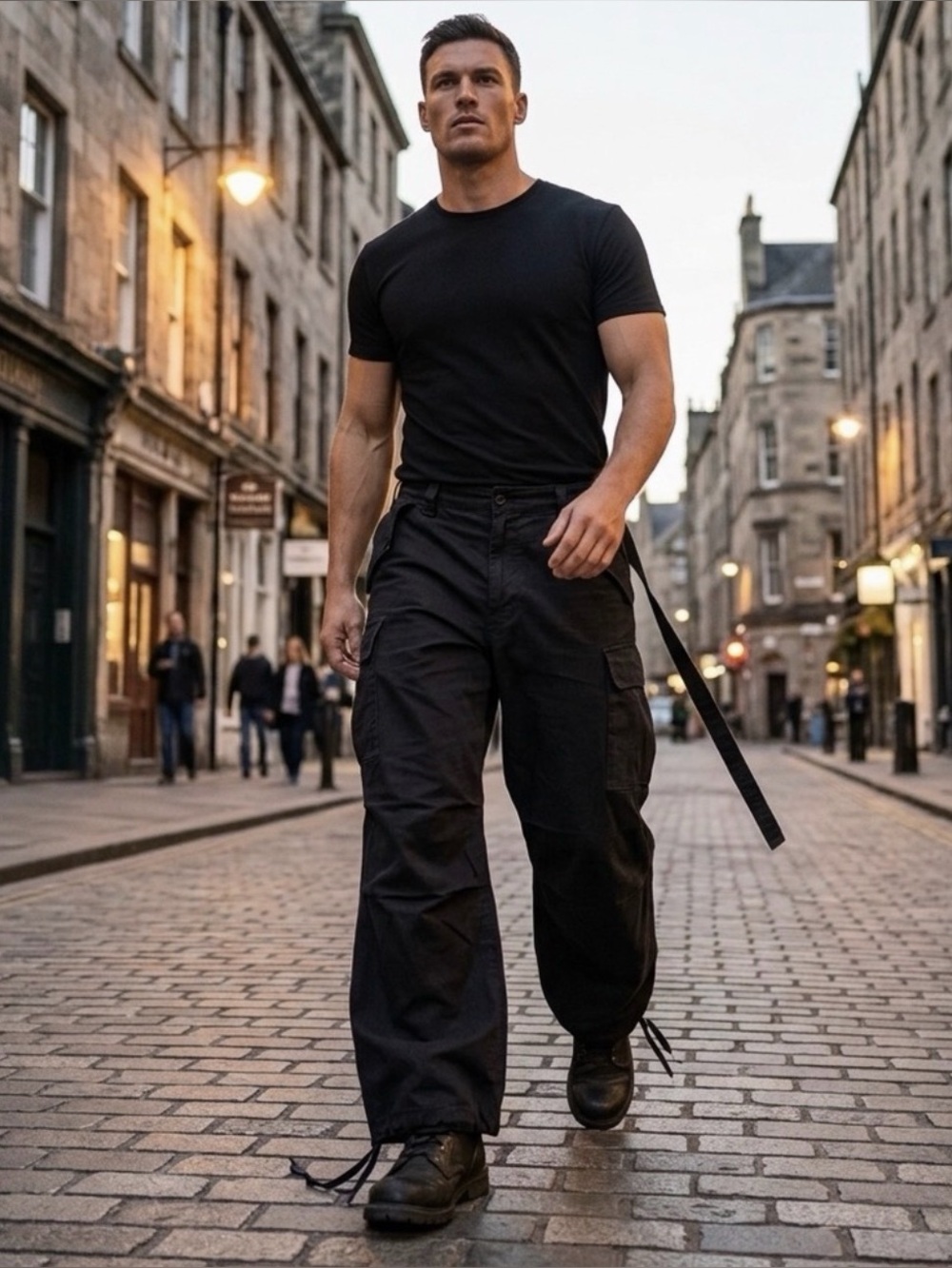 H&M Loose Fit Cargo Pants in Charcoal Black